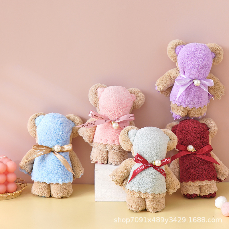 Bear Towel Souvenir Wholesale Coral Velvet Wedding Shop Red Full Moon Birthday Return Gift Souvenir Towel