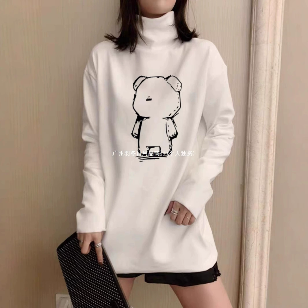 Женская футболка с длинными рукавами, утолщенная на флисовой подкладке, 2024 больших размеров, свободная модная рубашка в Корейском стиле BF, средней длины, водолазка, топ ins