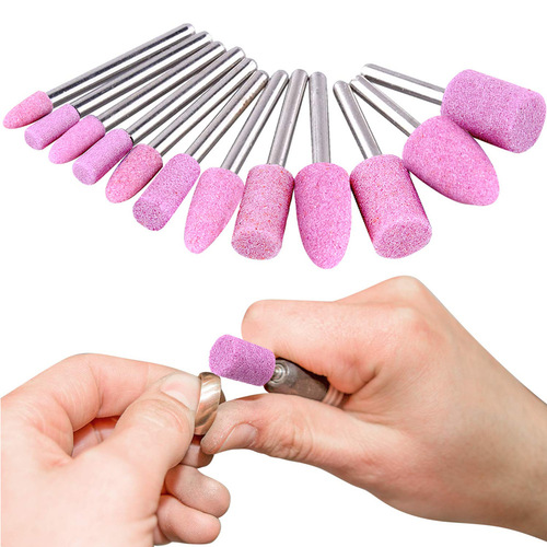 3mm handle diameter, 24 pieces of vermicelli emery grinding head with handle, rotary grinder with handle, used for metal grinding and polishing