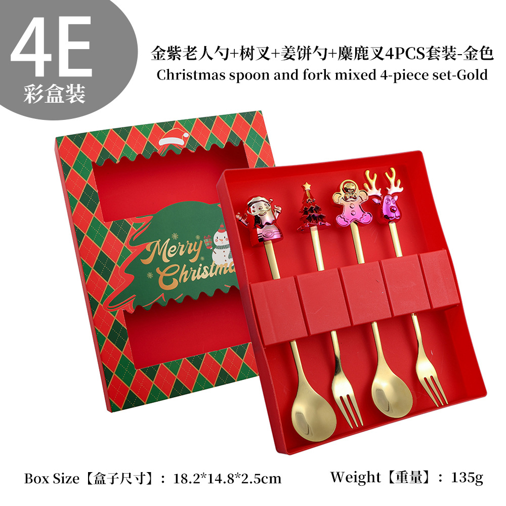 W juego de cuchara de Navidad transfronteriza dibujos animados lindo divertido muñeco de nieve cuchara postre de Navidad creativo cuchara tenedor vajilla de regalo