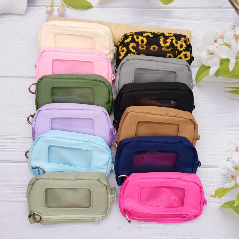 in stock Wholesale Simple Wind Waterproof Nylon Small Purse Multi-function Card Case Keychain Coin Coin Purse Cross-border
