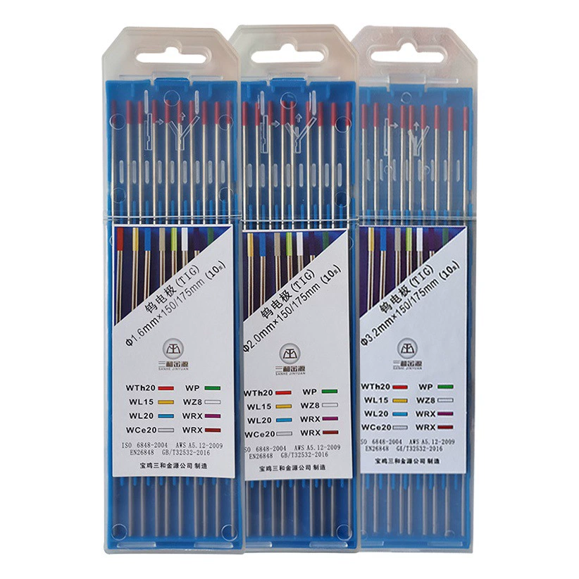 Вольфрамовые электроды Sanhe Jinyuan с красным наконечником для сварки нержавеющей стали, специализированные вольфрамовые иглы для аргонодуговой сварки 1.6, 2.0, 2.4, 3.2 мм, иглы с сквозным отверстием.