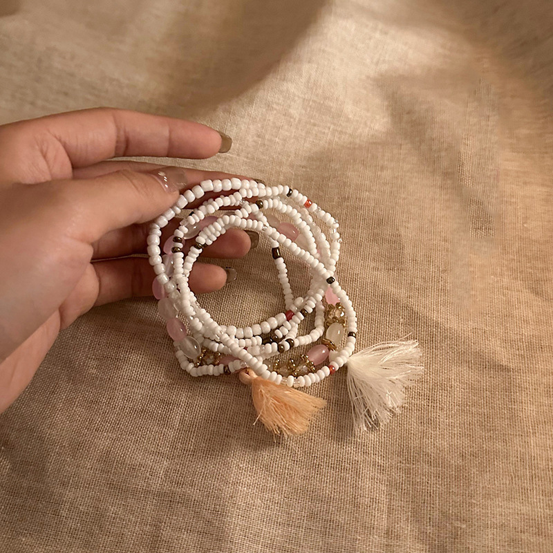 Estrellas de dopamina, gotas de aceite, cuentas de arroz, pulsera con cuentas, accesorios de pulsera dulce de verano, joyería de alta gama de nicho al por mayor