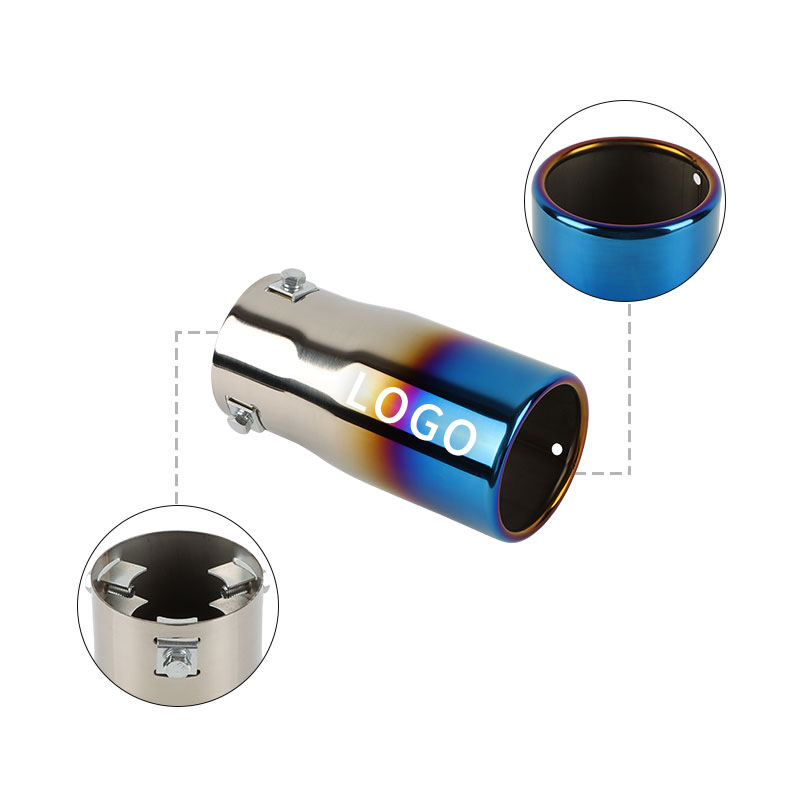Factory direct supply modified single tail throat universal stainless steel exhaust pipe muffler car tail throat thickened grilled blue