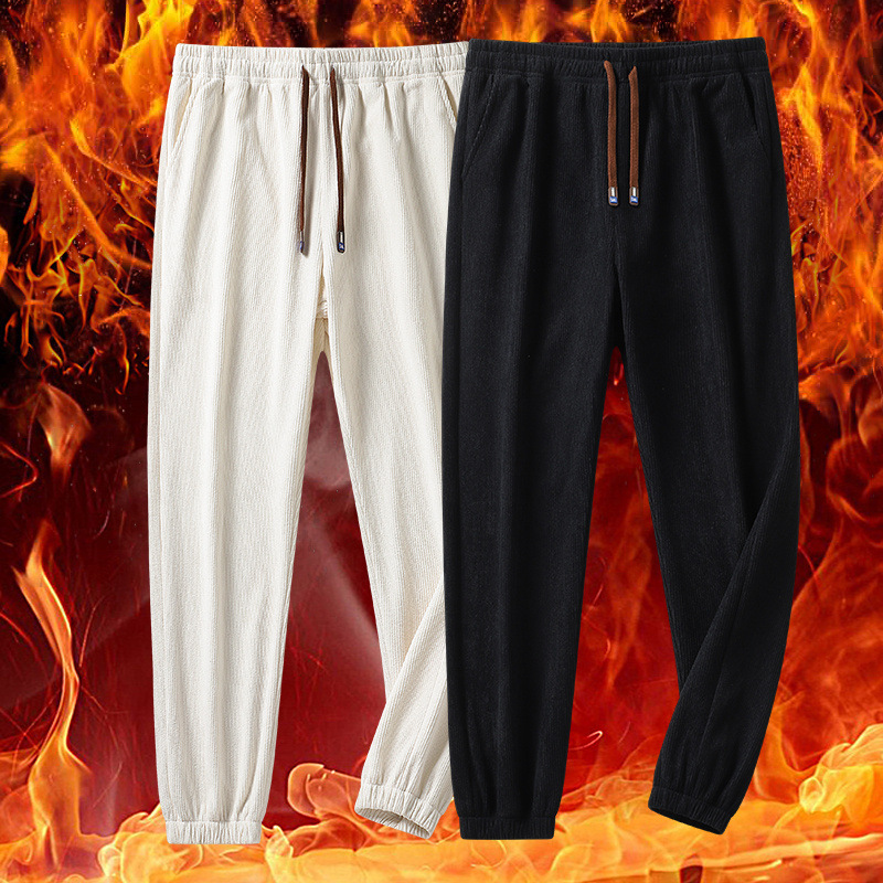 Corduroy demi-season keep warm sports trousers for leisure for men…