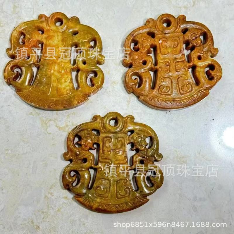批发高古玉老玉岫玉高仿古董仿古玉器明清战汉岫玉做旧玉佩挂件|undefined