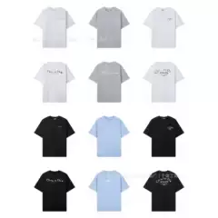 Cross border exclusive for D family, high-quality pure cotton double yarn, classic CD embroidery T-shirt, heavy-duty loose fitting men's and women's short sleeves