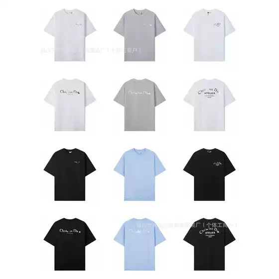 Cross border exclusive for D family, high-quality pure cotton double yarn, classic CD embroidery T-shirt, heavy-duty loose fitting men's and women's short sleeves