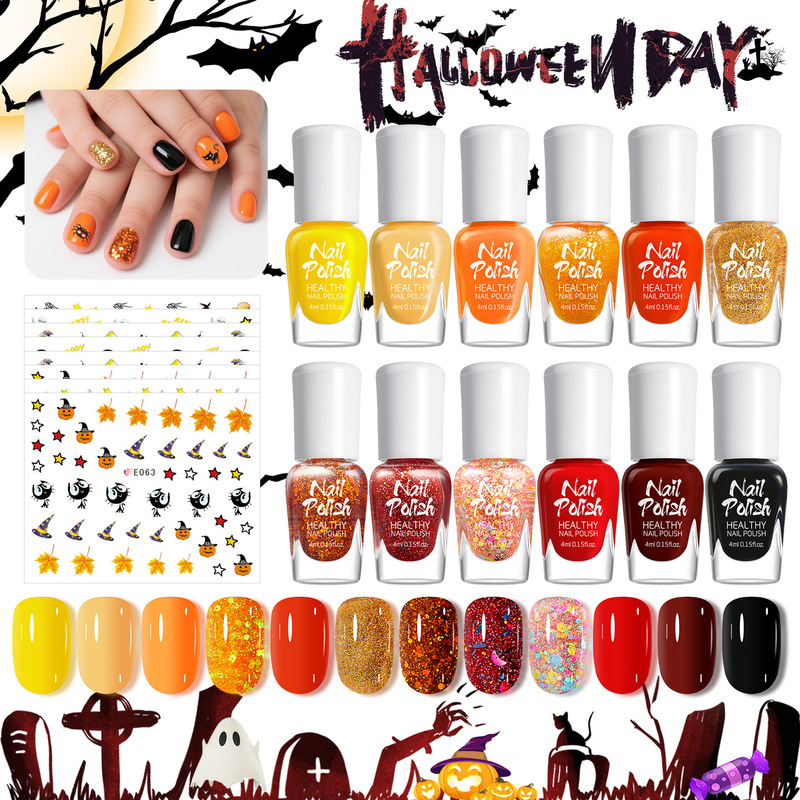 Halloween Children's Nail Polish Set Little Girl's Manicure Gift Set Nail Polish No-Bake Water-Based Peelable Odorless