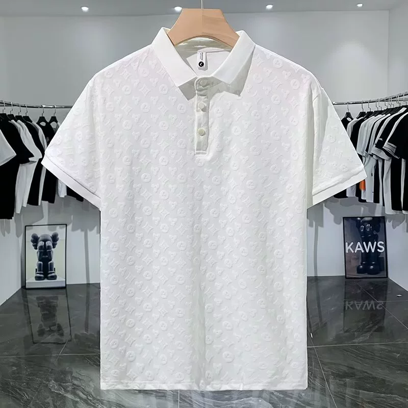 2024 мода легкий и роскошный жаккард повседневная рубашка POLO летняя удобная и дышащая молодежная тонкая футболка с короткими рукавами и лацканами