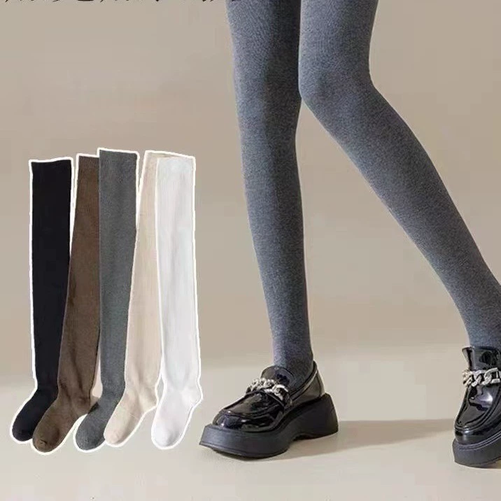 Knee socks, silicone non‑slip long demi‑season, one size, black/white/deep gray