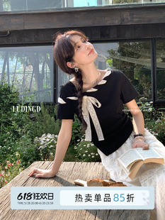 New Plus-Size Women's Clothing for Slightly Chubby Figures, Black Off-Shoulder Short-Sleeve T-Shirt for Women, Summer Design with a Slimming Effect