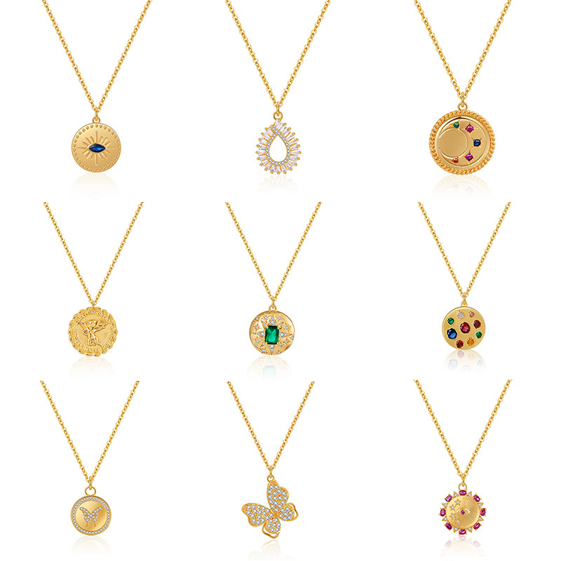 7g Weight Casual Simple Style Leaves Crown Butterfly Rhinestones Alloy Copper Wholesale Pendant Necklace