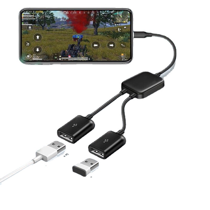 One-To-Two Otg Adapter Cable for Mobile Phones, Usb-C Splitter, Multi-Functional USB Hub Otg