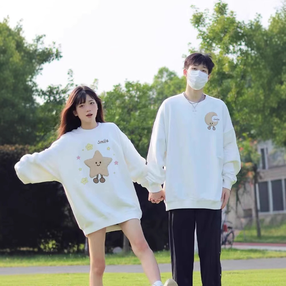 틈새 커플 땀 가을 겨울 2025 새로운 특별 새해 디자인 센스 슈퍼 파이어 기모 두꺼운 외부 세트