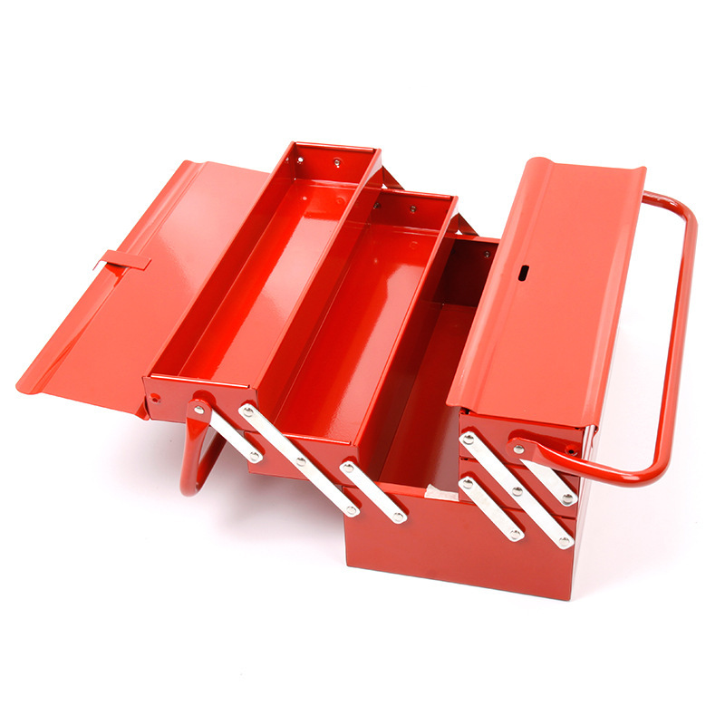 Caja de herramientas de hierro de tres tapas de Kraftwell Caja de herramientas de hierro plegable PK0224T
