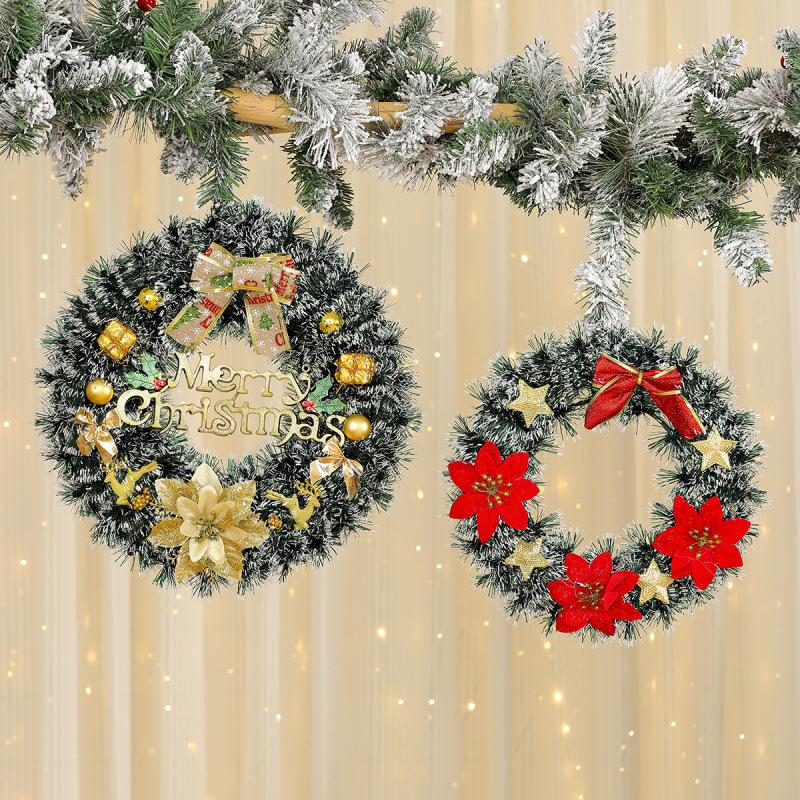 国境を越えた新しいクリスマス装飾花輪クリスマスガーランドホテルショッピングモール装飾ドア吊り松葉装飾品|undefined