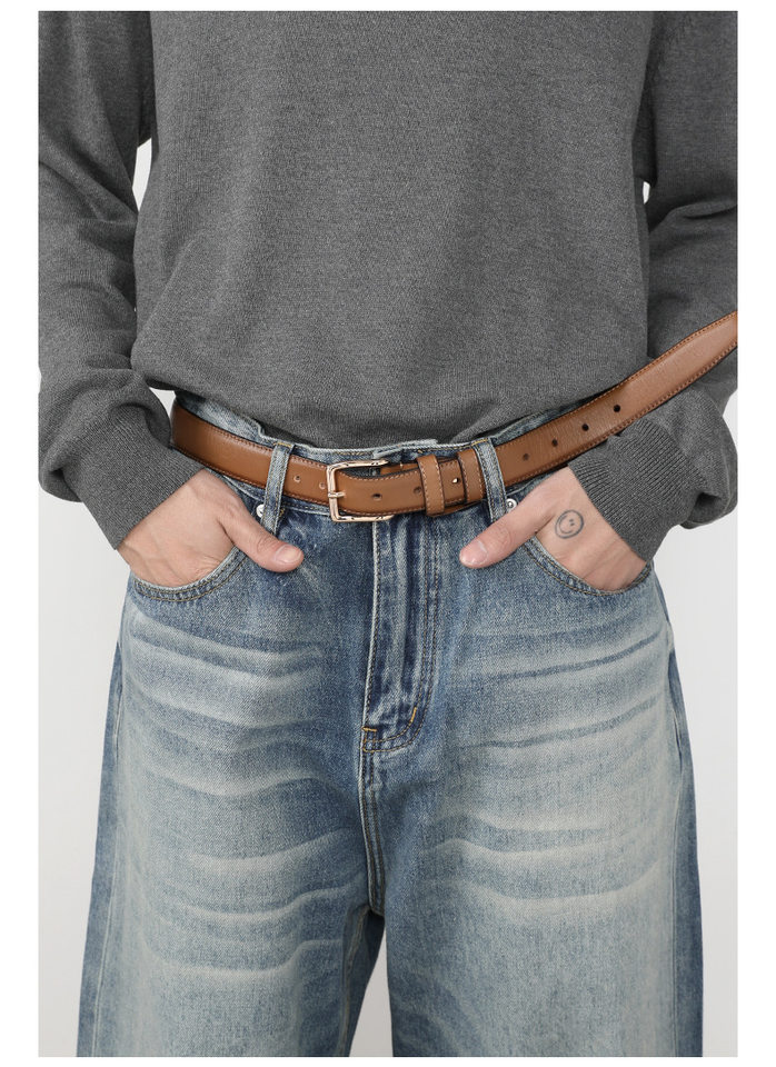 Quần jeans nam ống rộng lưng giữa, dáng suông thoải mái, chất denim washed — màu xanh, màu xanh nhạt, màu xám đen chi tiết 11