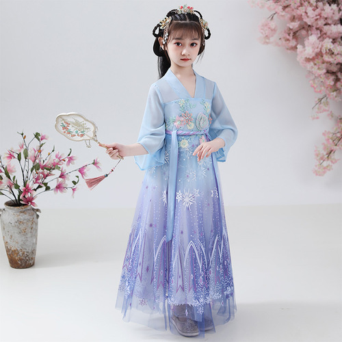 Hanfu girls summer clothes children autumn dresses little girls ancient clothes autumn clothes super fairy Tang suit summer skirt women summer