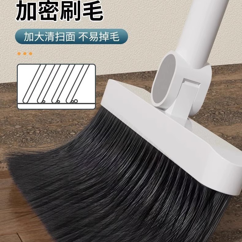 箕のセットを掃除します。家庭用の単一の柔らかい毛の大きな箒を掃除します。|undefined