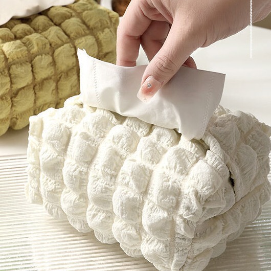 Hot-selling soft high-grade cotton bubble gauze tissue bag double-layer fabric paper bag light luxury ladies desktop tissue box Hot-selling soft high-grade cotton bubble gauze tissue bag double-layer fabric paper bag light luxury ladies desktop tissue box