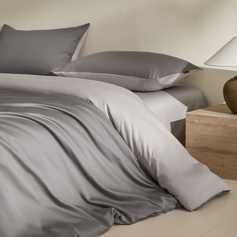 100 algodón de seda larga cama de cuatro piezas de algodón 2025, nueva sábanas de lujo ligera cubierta de colcha de tres piezas