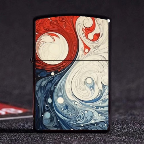 Ink-Wash Tai Chi Feng Shui Lighter, Kerosene-Resistant Windproof Metal Lighter, Creative Vintage Kerosene Lighter with Imaginative Design