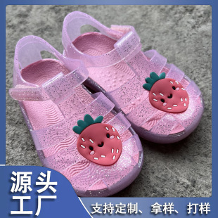 Customized Summer New Foreign Trade Export Children's Sandals Factory Wholesale European and American Orders Outer Wear Non-Slip Crystal Children's Shoes