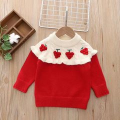 女童毛衣針織打底衫2022秋冬季新款手工葡萄加絨加厚女寶寶童裝毛