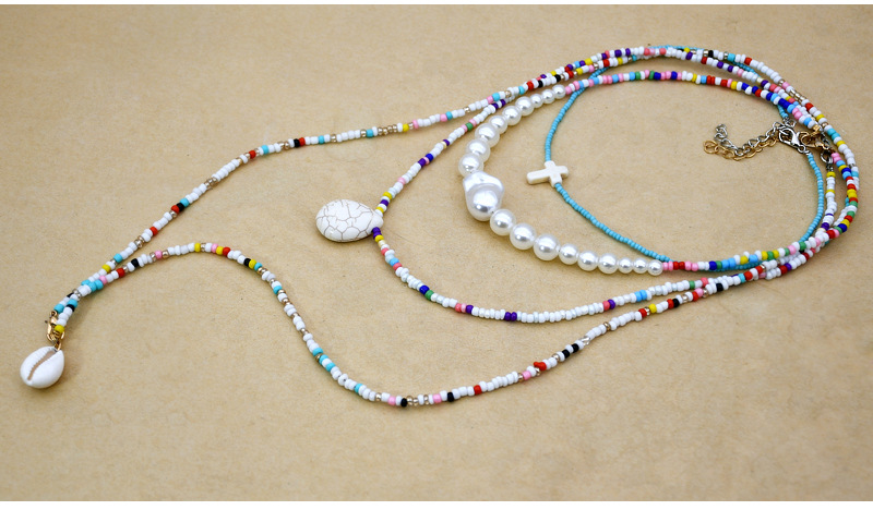 Fashion Retro Multi-layer Pearl Beaded Turquoise Necklace display picture 3