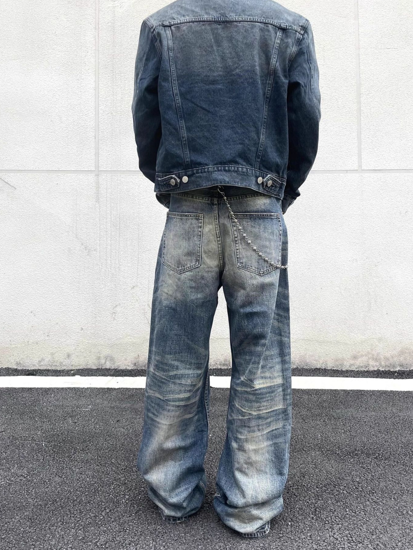 Vintage Washed Distressed Whiskered Baggy Jeans High Street Style Casual Loose Fitting Straight Leg Jeans_mkmklike.com