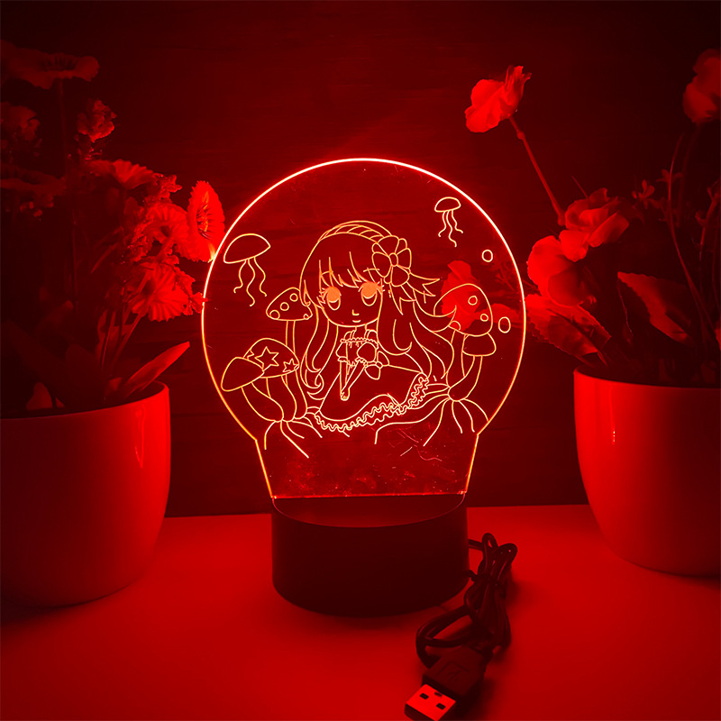 Mesa de la sala de deportes electrónicos con decoración Mickey Mouse luz de ambiente acrílico 3D osito luz de noche lámpara de mesa decoración de escritorio de dormitorio