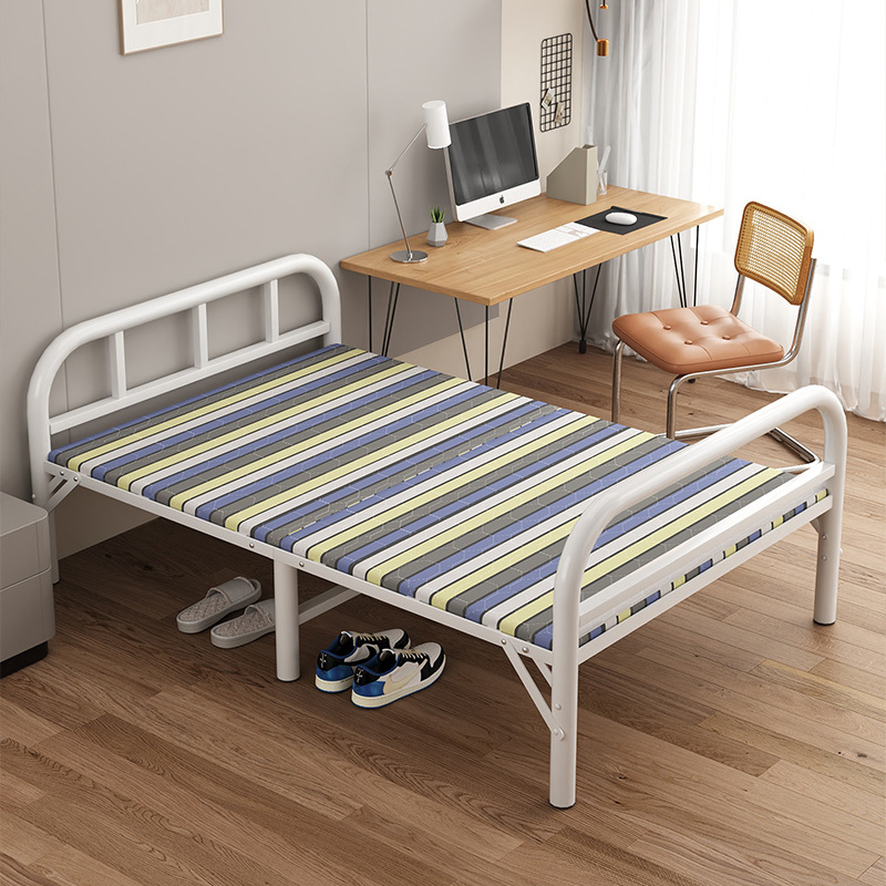 Cama individual plegable, escolta hospitalaria, pausa para el almuerzo en la oficina en casa, fácil de transportar, almacenamiento, cama de hierro al aire libre, casa de alquiler