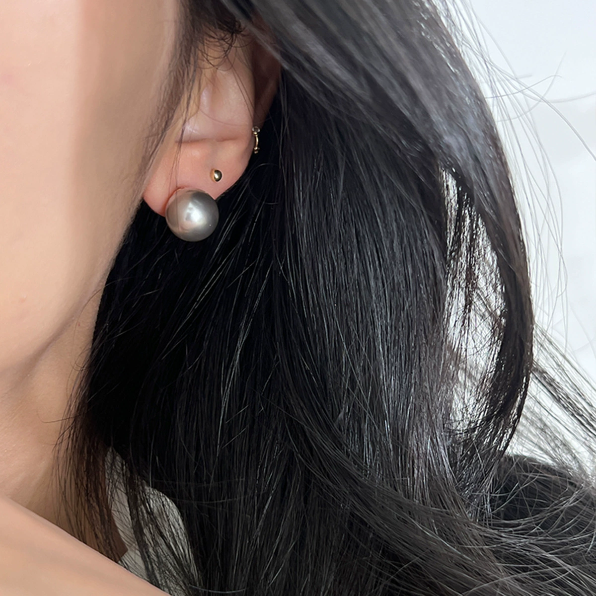 Earrings from pearl, small design ear clips, silver 925 sample