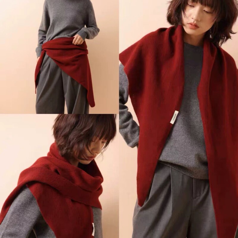 Australian Wool Wool100% Shawl Plus Autumn and Winter New Warm Triangle Scarf Women's Versatile Knitted Waistcoat Cardigan Australian Wool Wool100% Shawl Plus Autumn and Winter New Warm Triangle Scarf Women's Versatile Knitted Waistcoat Cardigan