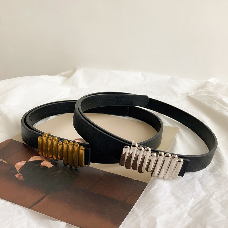 气质复古腰带女装饰西装配连衣裙百搭黑色复古简约收腰皮带腰封潮|ru