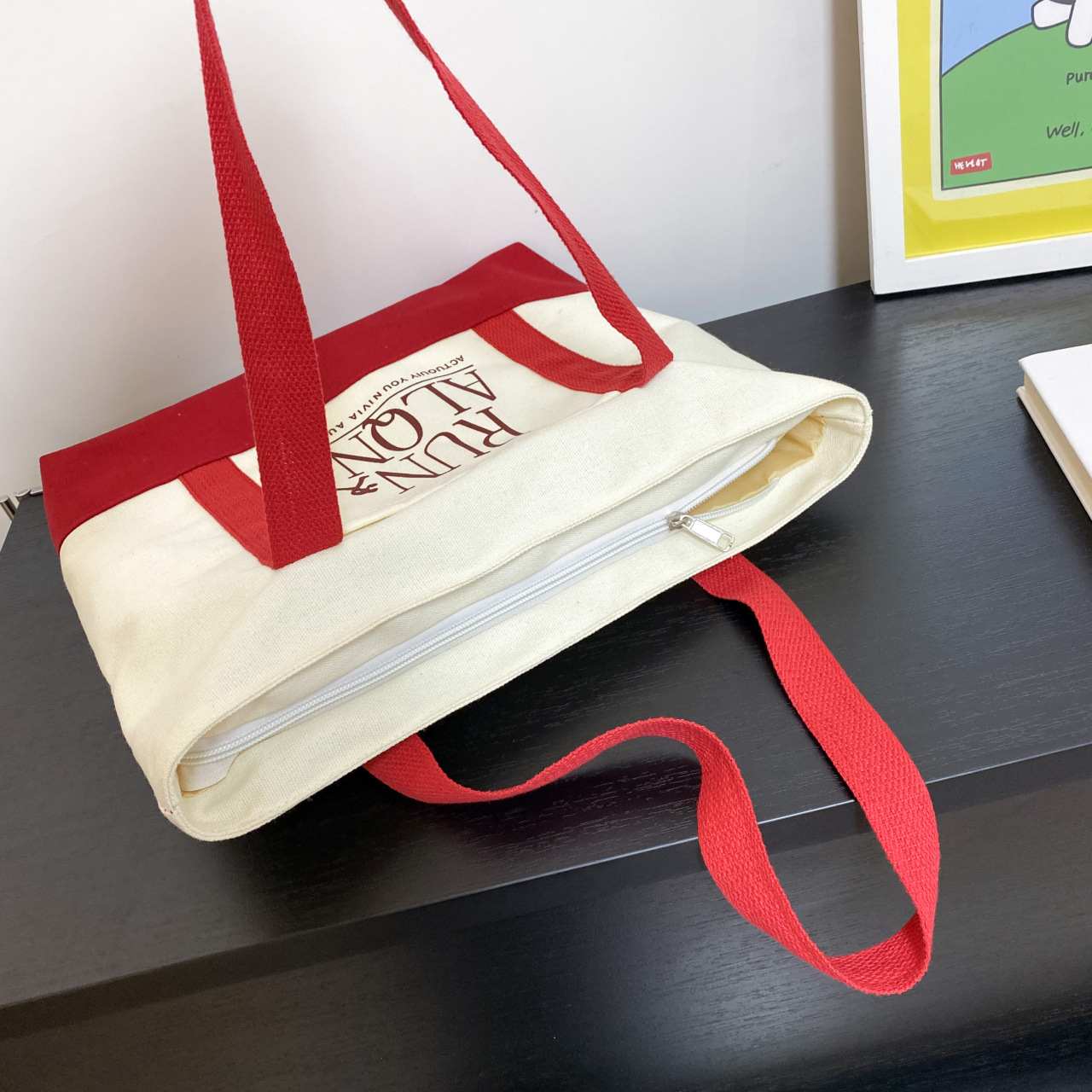 Bolsas de lona creativas de gran capacidad bolsas de lona portátiles para mujeres ocio versátil estudiantes lindos bolsas de compras simples