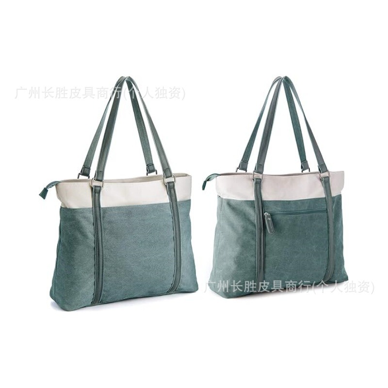 Cross-border Canvas Ladies Laptop Bag Fashion Outdoor Leisure Stitching Large Capacity Multifunctional Satchel Wallet Cross-border Canvas Ladies Laptop Bag Fashion Outdoor Leisure Stitching Large Capacity Multifunctional Satchel Wallet