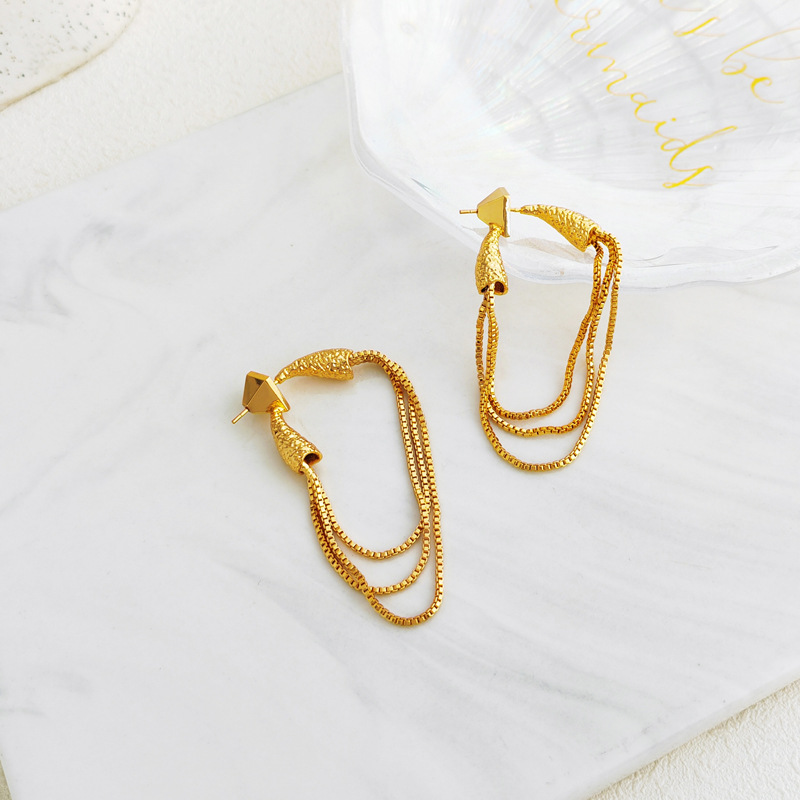 Daily Occasion Copper Material 1 Pair Fashion Tassel Copper Plating Earrings