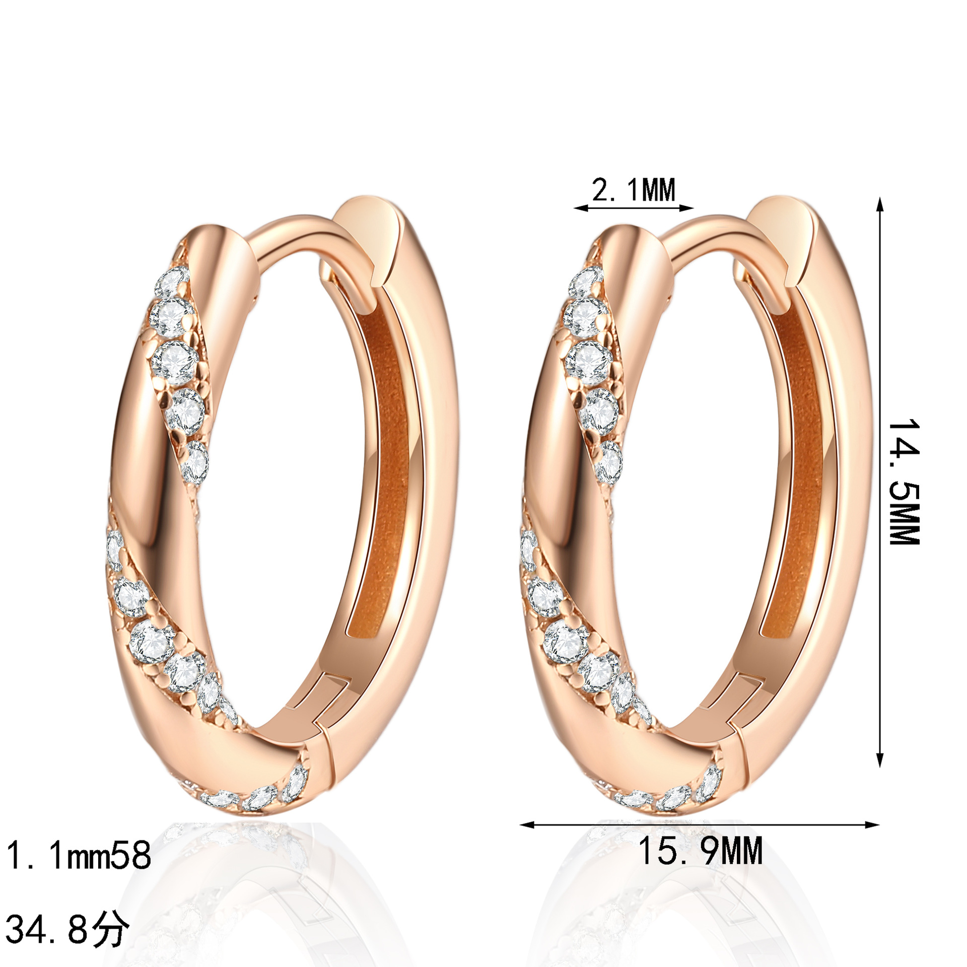 Orecchini a cerchio eleganti in argento sterling e moissanite_voghion.com
