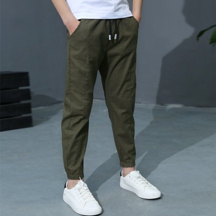 Children's Wear Children's Sports Ankle Pants Summer Medium and Large Children's Quick-drying Trousers Cotton Linen Casual Comfortable Boy's Anti-mosquito Pants