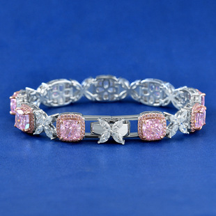 Shipei Jewelry 2025 New Four Leaf Clover S925 Silver 2Ct Fat Square Ice Flower Cut 7*7 Bracelet for Women 16/18cm