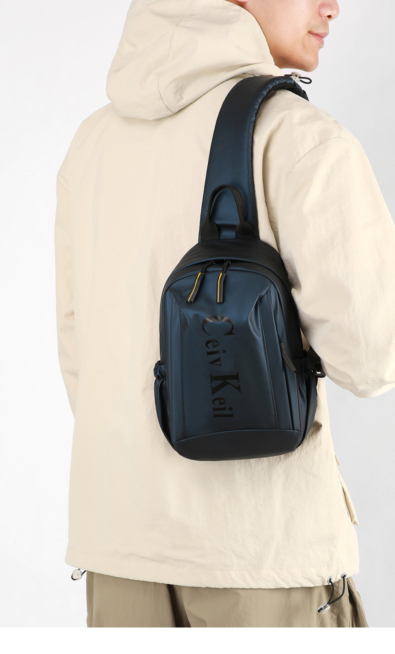 Cross-border waterproof bag, casual and fashionable crossbody bag, men's sports chest bag, multi-functional backpack, large-capacity single-shoulder bag undefined
