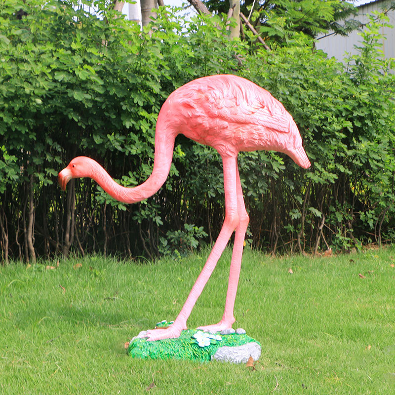 Gran FRP animal escultura simulación Flamingo decoración jardín al aire libre paisaje patio piscina boceto Decoración