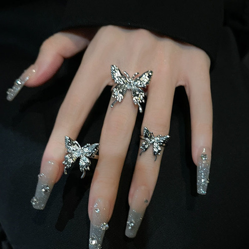 Liquid Butterfly Open Ring for Women, Niche, Light Luxury, Trendy, Exquisite, High-End, Cool Style, Index Finger Ring, Fashionable and Personality