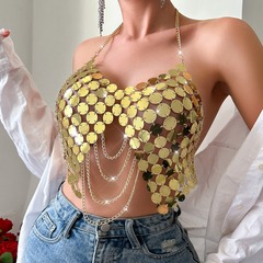 2024 European and American cross-border Amazon catwalk sexy fashion beaded camisole women's clothing YY20678