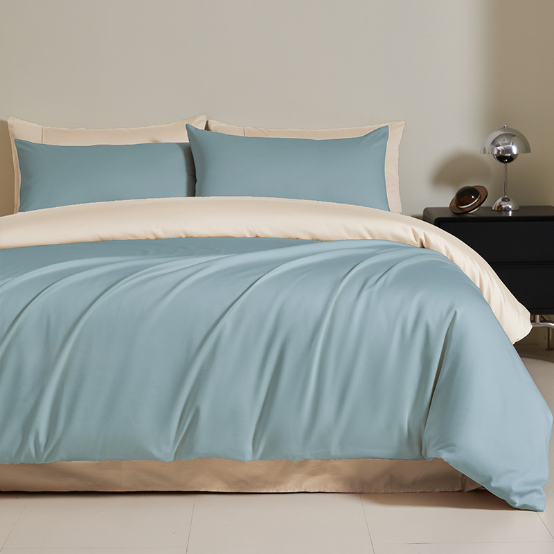 100 algodón de seda larga cama de cuatro piezas de algodón 2025, nueva sábanas de lujo ligera cubierta de colcha de tres piezas