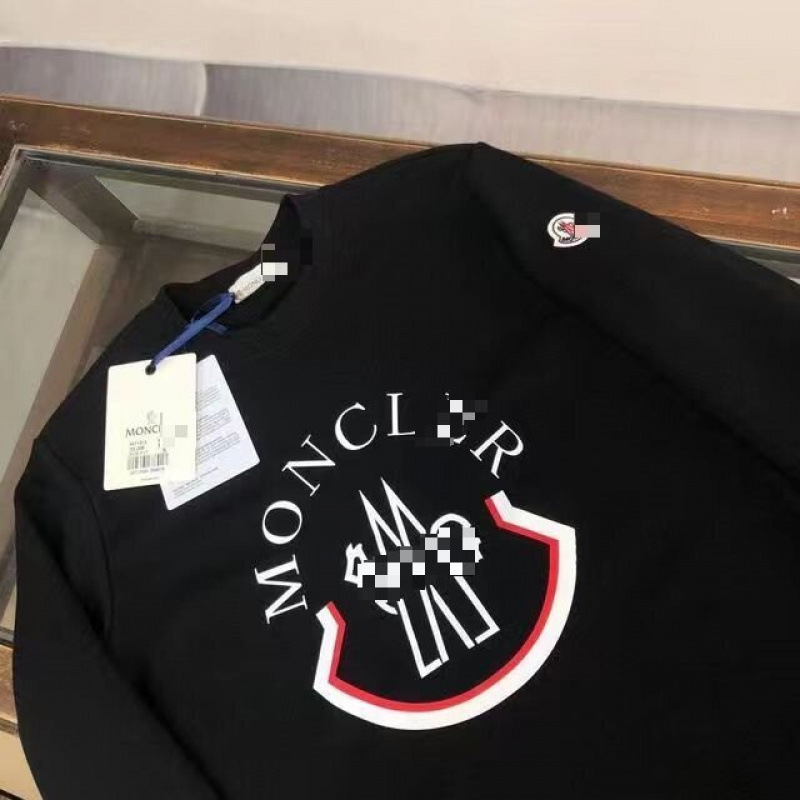 Authentic Moncler Summer New Couple Sweatshirt with m Logo Embroidery, Breathable Casual Crew Neck Top Authentic Moncler Summer New Couple Sweatshirt with m Logo Embroidery, Breathable Casual Crew Neck Top