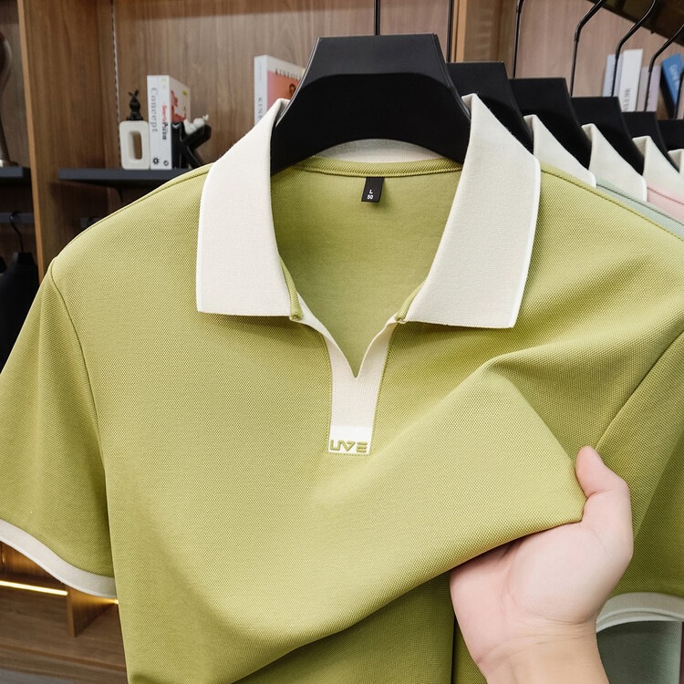 26 Summer's Top New Product: 7-Color Solid Color Polo Shirt with Scissor Collar and Embroidered Placket!