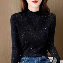 2025秋冬款星空衣打底衫百搭小立领亮片闪闪德绒保暖长袖内搭上衣